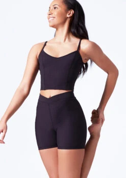 Mirella V Neck Chevron Cropped Camisole Top 15 Mirella V Neck Chevron Cropped Camisole Top -dance costume mim7059l black front t 45711.1698809421