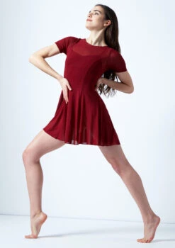 Move Dance Ceres Short Sleeve Lyrical Dress -dance costume mo r0217 move dance ceres short sleeve lyrical dress red front 76320.1678884645