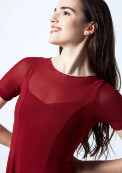 Move Dance Ceres Short Sleeve Lyrical Dress -dance costume mo r0217 move dance ceres short sleeve lyrical dress red front no1 42893.1678884645