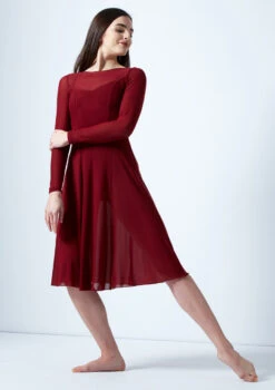 Move Dance Dione Long Sleeve Lyrical Dress 14 Move Dance Dione Long Sleeve Lyrical Dress -dance costume mo r0218 move dance dione long sleeve lyrical dress red front 64635.1678884650