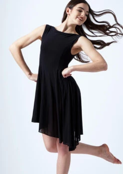Move Dance Pandora Asymmetric Lyrical Dress -dance costume mo r0221 move dance pandora high neck lyrical dress black front thumbnail T 74150.1691199194