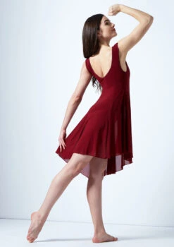 Move Dance Pandora Asymmetric Lyrical Dress 12 Move Dance Pandora Asymmetric Lyrical Dress -dance costume mo r0221 move dance pandora high neck lyrical dress red back 47662.1678884660