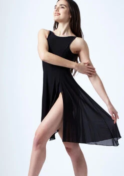 Move Dance Larissa High Split Lyrical Dress -dance costume mo r0222 move dance larissa high split lyrical dress black front thumbnail T 41387.1691199194