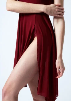 Move Dance Larissa High Split Lyrical Dress 12 Move Dance Larissa High Split Lyrical Dress -dance costume mo r0222 move dance larissa high split lyrical dress red front no2 00367.1678884661