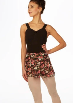 Move Dance Floral Wrap Dance Skirt - Black -dance costume mo r0256 move floral wrap dance skirt black front thumbnail T 50931.1689206460