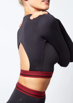 Move Dance Perform Long Sleeve Crop Top -dance costume mo z0613 move dance perform long sleeve crop top black side 31837.1678885039