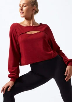 Move Dance Dare Cut Out Sweatshirt -dance costume mo z0615 move dance dare cut out sweatshirt red front thumbnail T 89744.1696981188