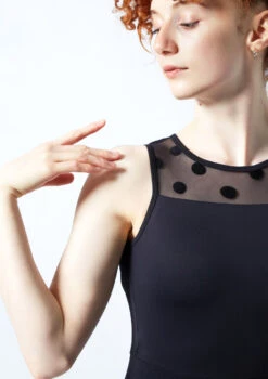 Move Dance Ariella Open Back Catsuit -dance costume moc0636 black close up front 1 87039.1690548700