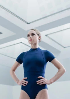 Move Dance Iona Cap Sleeve Lace Leotard -dance costume mol0630 blue front 62903.1678884192