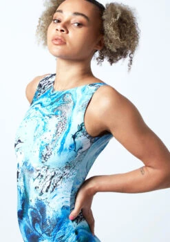 Move Dance Celeste Low Back Leotard Bodysuit - Pacific -dance costume mol0911 pac close up front 1 79361.1678884349