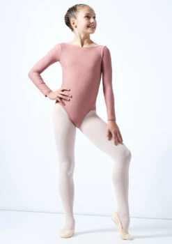 Move Dance Teen Camille Long Sleeve Leotard -dance costume mol5801 pnk front 1 86554.1678884473