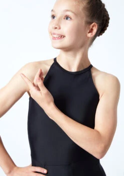 Move Dance Teen Elle High Neck Leotard -dance costume mol5805 blk close up front 1 12772.1678884482