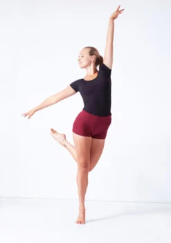 Move Dance Sasha Rolltop Dance Shorts -dance costume mor0009 burgundy front 1 32862.1687216789