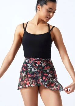 Move Dance Floral Wrap Dance Skirt - Navy -dance costume mor0257 navy blue front 1t 39867.1689206461