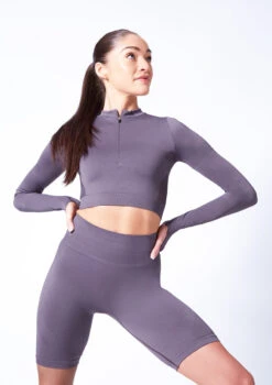 Move Dance Pippa Seamless Shorts -dance costume mor0504 sharkgrey close up front 10607.1684799005
