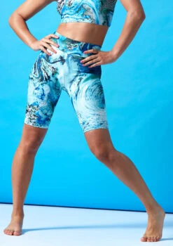 Move Dance Nebula High Waisted Cycling Shorts - Pacific -dance costume mor0907 pac front 2t 31498.1686178262