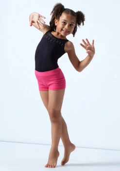 Move Dance Thalia Girls Dance Shorts -dance costume mor5011 bright pink front 2 15156.1688080915