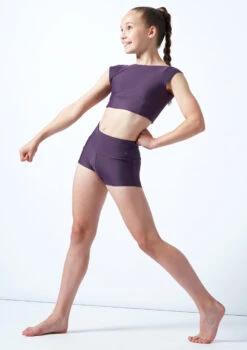 Move Dance Teen Carina High Waisted Dance Shorts -dance costume mor5811 grape front 1 25466.1678884780