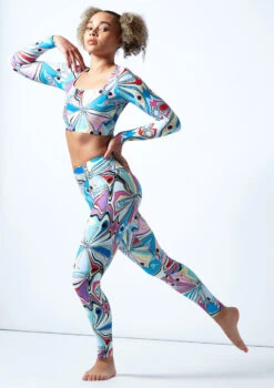Move Dance Estella Square Neck Crop Top - Marble 8 Move Dance Estella Square Neck Crop Top - Marble -dance costume mos0910 mar front 1 08333.1678884808
