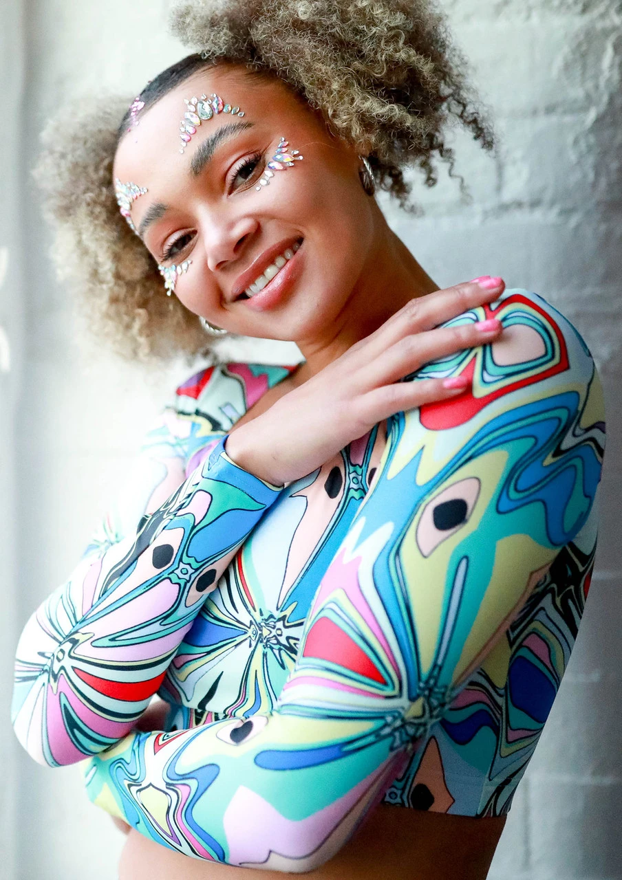 Move Dance Estella Square Neck Crop Top - Marble 7 Move Dance Estella Square Neck Crop Top - Marble - Image 5