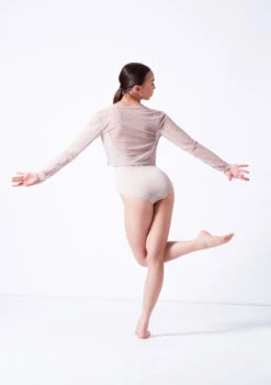 Move Dance Bella Mesh Tie Front Top -dance costume moz0040 latte back 22943.1681806972