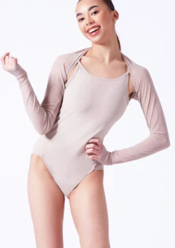 Move Dance Quinn Mesh Shrug -dance costume moz0041 latte front t 14324.1690450568