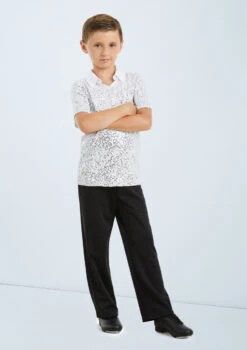 Weissman Sequin Collar Shirt -dance costume wn 11286 weissman sequin collar shirt white front 74314.1678886986