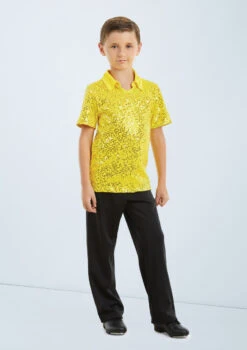 Weissman Sequin Collar Shirt -dance costume wn 11286 weissman sequin collar shirt yellow front 23766.1678886986