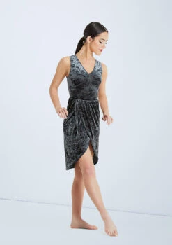 Weissman Velvet Wrap Dress 9 Weissman Velvet Wrap Dress -dance costume wn d11427 weissman velvet wrap dress grey front T 54906.1693616492