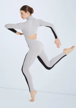 Weissman Destinations -dance costume wn mt11202 weissman two tone colourblock unitard grey back 20806.1678891196