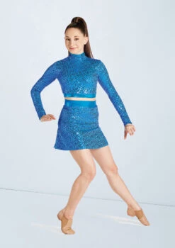 Weissman Sequin Mock Neck Crop 14 Weissman Sequin Mock Neck Crop -dance costume wn15151 royal blue 27 75984.1694473970
