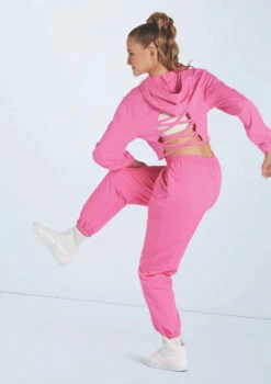 Weissman Cutout Laced Back Hoodie -dance costume wn15283 bubblegum pink 09 80625.1694693657