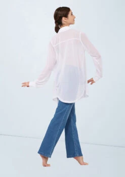 Weissman Mesh Button Down Shirt 10 Weissman Mesh Button Down Shirt -dance costume wn15559 white 1049 15094.1694697937