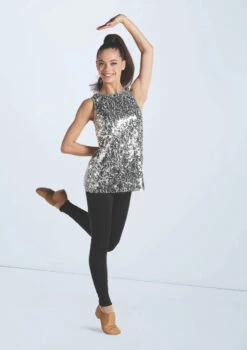 Weissman Ultra Sparkle Tunic Top -dance costume wn16345 silver 670 00384.1694919658