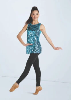 Weissman Ultra Sparkle Tunic Top -dance costume wn16345 turquoise 668 11185.1694919658