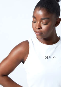 Bloch Tonal Crop Tank Top -dance costume zlw5111 white close up front 1 72796.1678926342